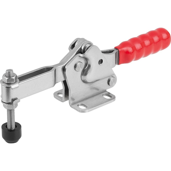 Toggle Clamp, Horizontal Foot, Std, F2=2500, Adjustable Clamping Spind M06X50, Stainless Bright,